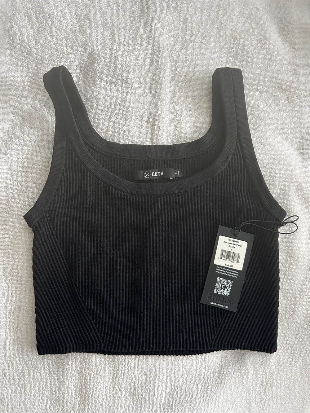 CUTS Black Ribbed Crop Tank Top
